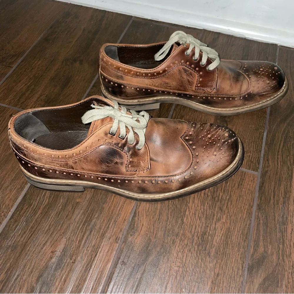 BEDSTU Beacon Tawny Zone  Leather Distressed Wingtip Lace Up Oxford Derb…